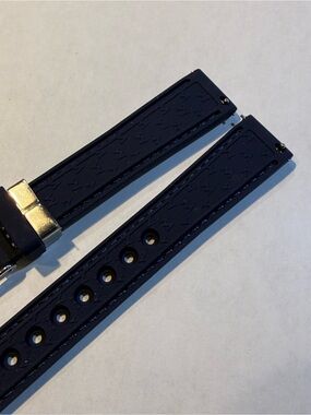 New Authentic Michele Deco Park Csx 33 Mm blue Rubber Watch Band 16 MM